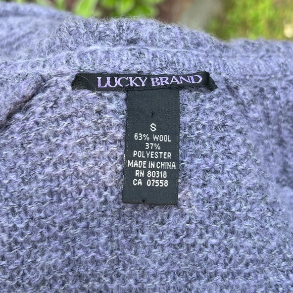 Lucky Brand Wool Blend Ruffle Cardigan Sweater Purple with Belt Women’s Small - Picture 6 of 6